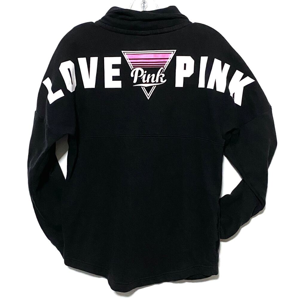 Victorias Secret Love Pink Spell Out Collared Sweater S Snap Button Y2K Cozy VTG